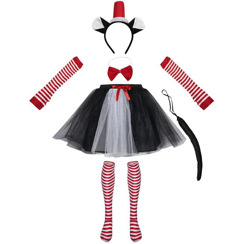 

Halloween Cat Ears Cosplay Costume Headband Red Stove Hat Party Gift Cosplay Stage Costume Red Hat Six-Piece Set One Size Fits All for Adults