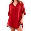 Women's Loose Fit V Neck Blouse Top Half Sleeve Casual Tunic Shirt Lightweight Relaxed Fit