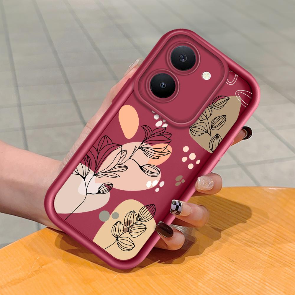 Soft Silicone Square Ladder Printing Pattern Phone Casing Full Cover Camera Shockproof Protection Rubber Case for Vivo