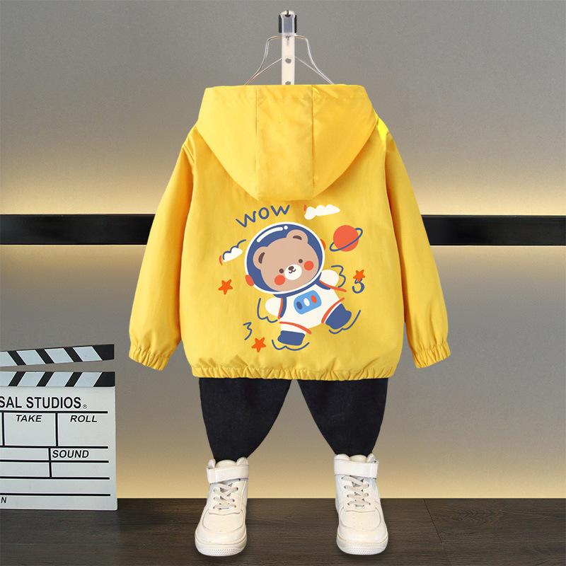 Spring and Autumn Girls Long Sleeved Zippered Cartoon Dinosaur Hooded Windproof Coat Top Children's Wear Jacket Baseball Jacket Models Boys and Girls