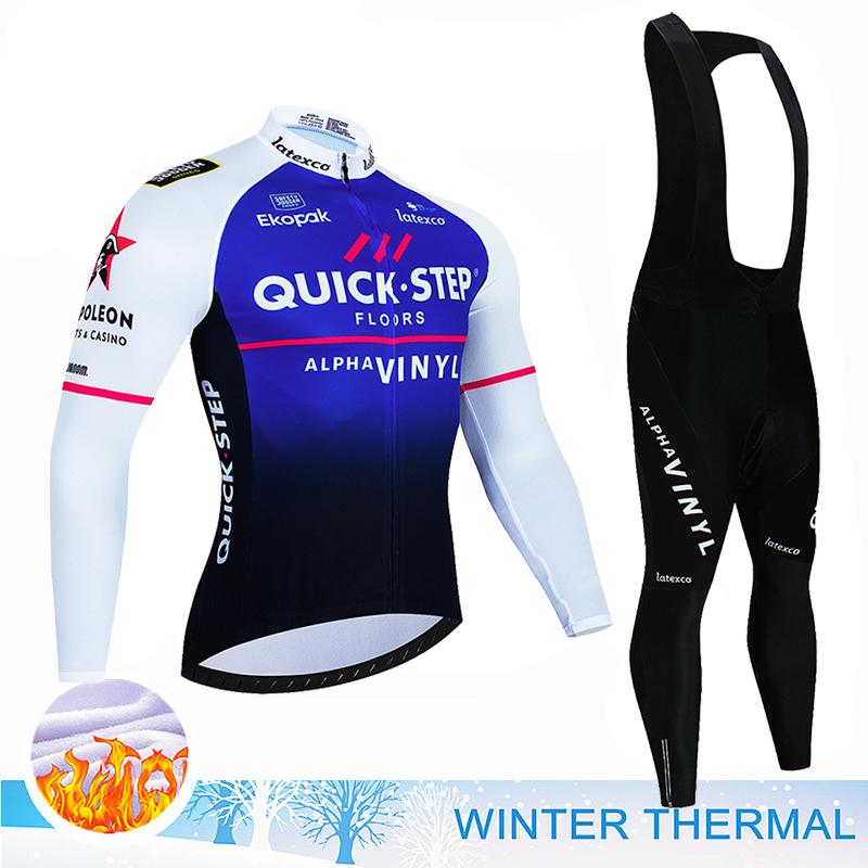 

Team QUICK Step 2026 Winter Fleece Long Sleeve Cycling Jersey Set MTB Bicycle Clothes Wear Ropa Ciclismo Racing Bike Jersey Suit Asian size-4XL
