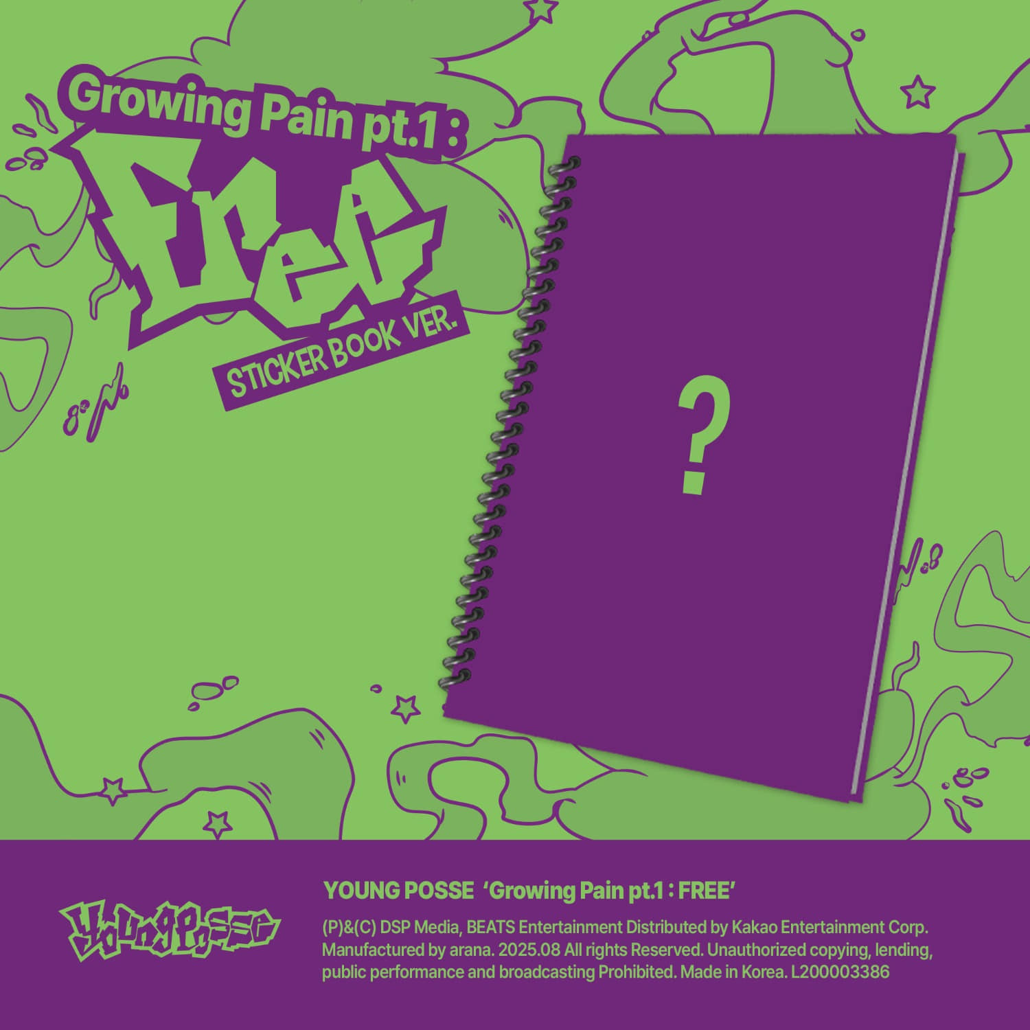 

(Sticker Book ver.) YOUNG POSSE [Growing Pain pt.1 FREE] EP Album Sticker Book ver.