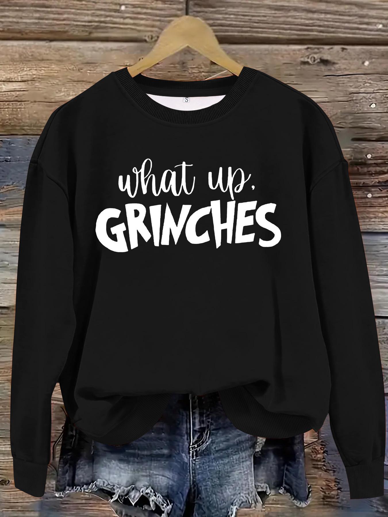 Женский свитер-пуловер из хлопка с принтом Гринча, цветной, осенне-зимний XL чёрный