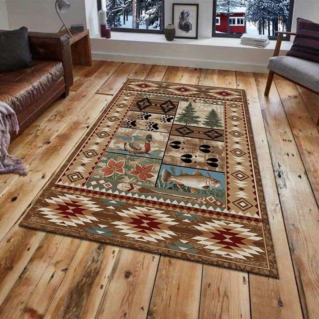 American Retro Style Carpet Ethnic Style Living Room Decorative Rug Hallway Bedroom Bedside Balcony Anti-slip Mat Multiple Sizes