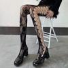 Bas résille à motifs rétro Bas résille à motifs floraux jacquard creux sur le côté Collants résille taille haute
