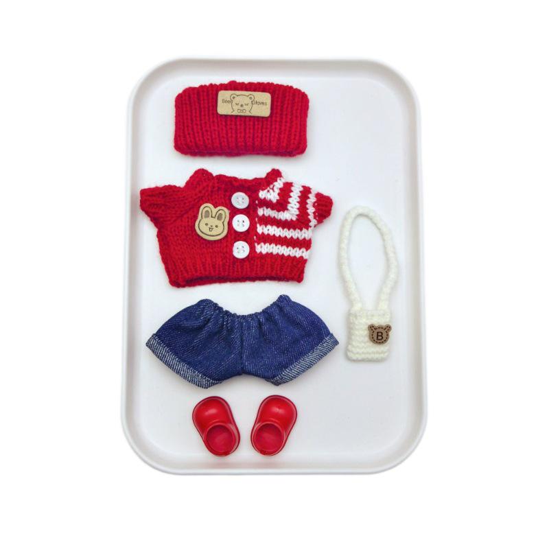 First to Third Generation Labubu Doll 17cm Red Knitted New Year Sweater with High Energy Design