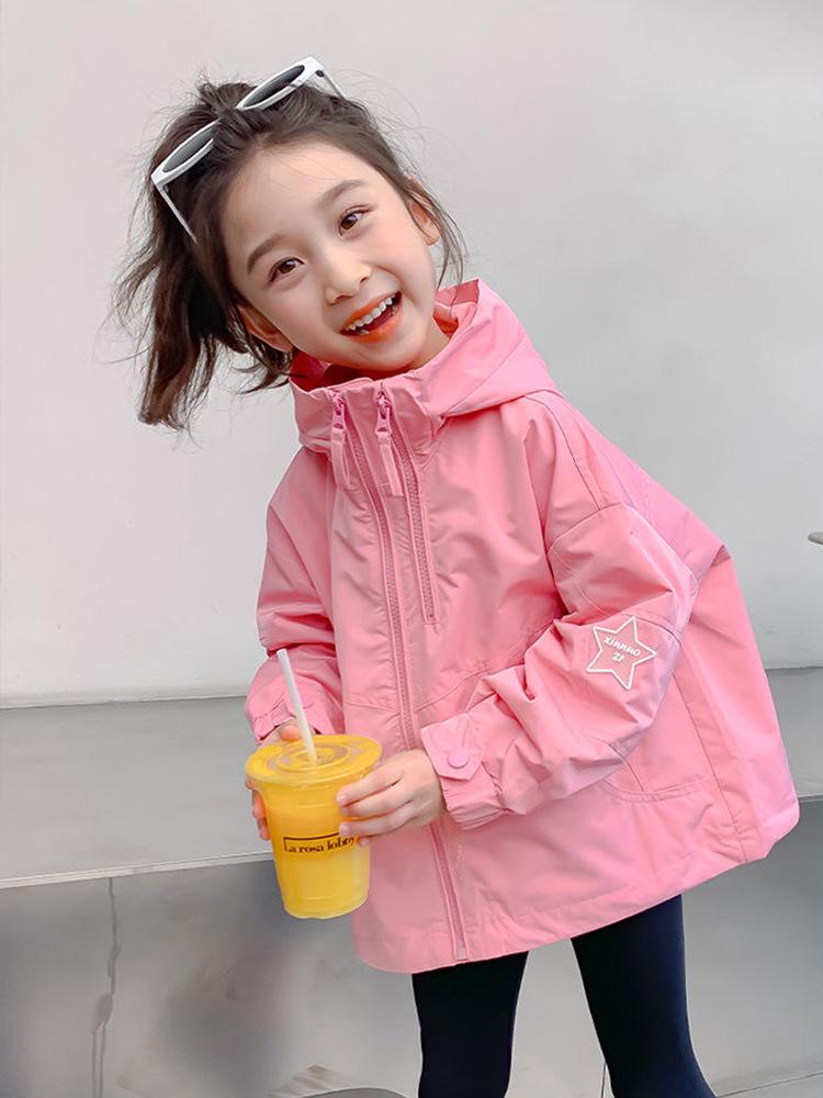 Girls' Spring & Autumn Hooded Windbreaker 2025 - Fashionable, Casual Children's Coat