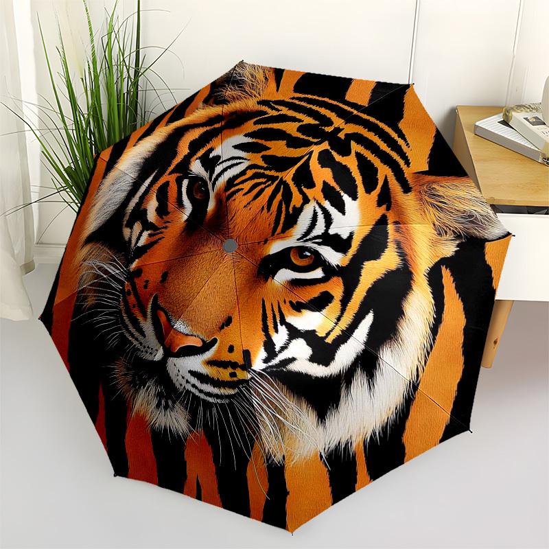 1pc Tiger Portrait Umbrella with Plastic Handle,Suitable for All Seasons Umbrellaptys26060