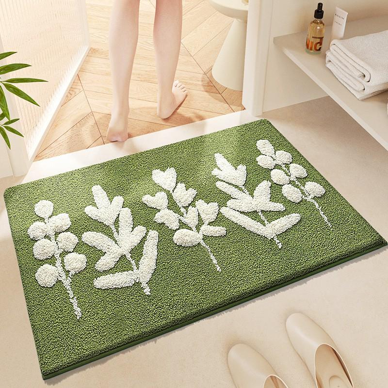 Plush Bathroom Rug Non-Slip Absorbent Floor Mat Toilet Entrance Quick Dry Cartoon Style