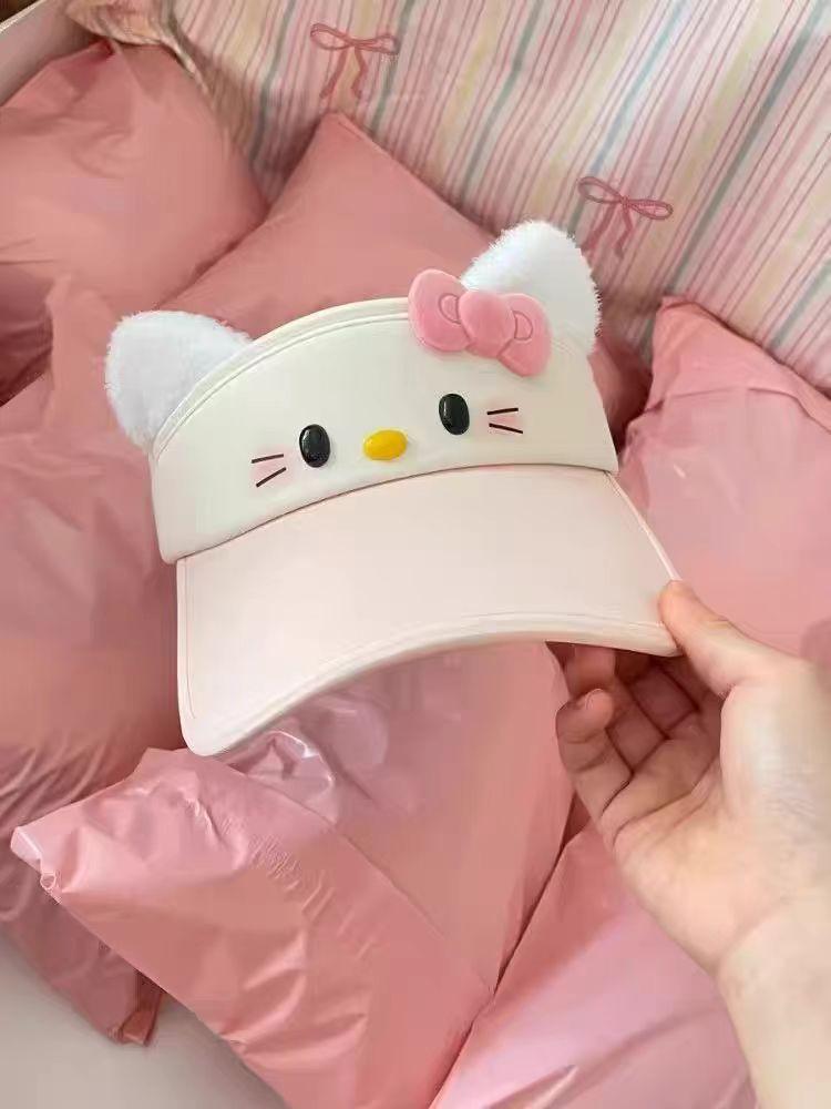 Hellokitty Sun Protection Hat With Wide Brim For Girls Summer Sunshade Cap