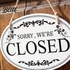 Outdoor Business Hours Sign Wooden Open Closed Sign, Double-Sided Hanging Door with Vintage Decorative Plate for Shop Frame, Waterproof Storefront