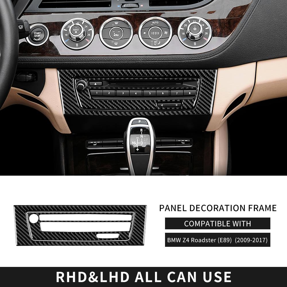 Carbon Fiber Interior Sticker for BMW Z4 E89 Roadster 2009-2017 AC CD Frame Panel Cover Black-A чёрный