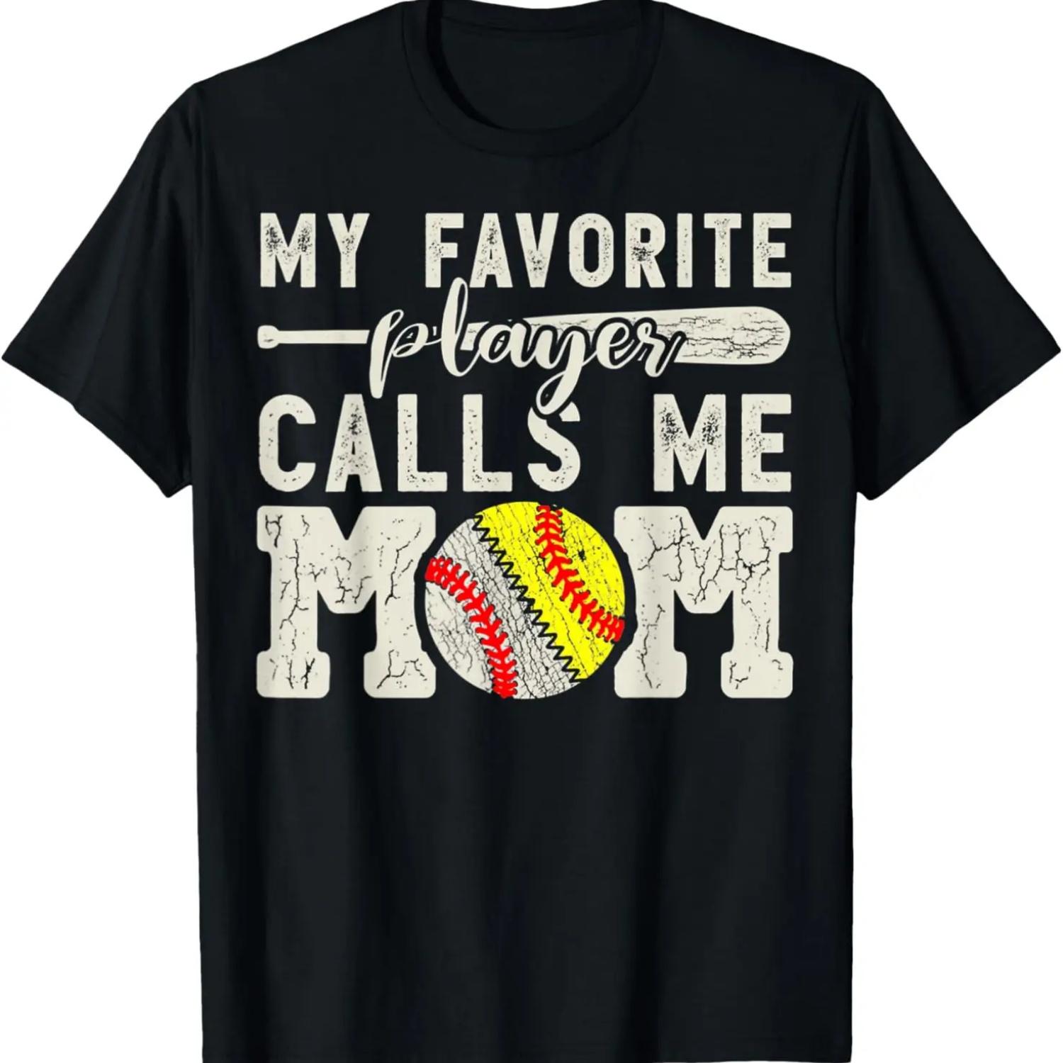 My Favorite Player Calls Me Mom Baseball Softball Boy Mother T-Shirt S чёрный