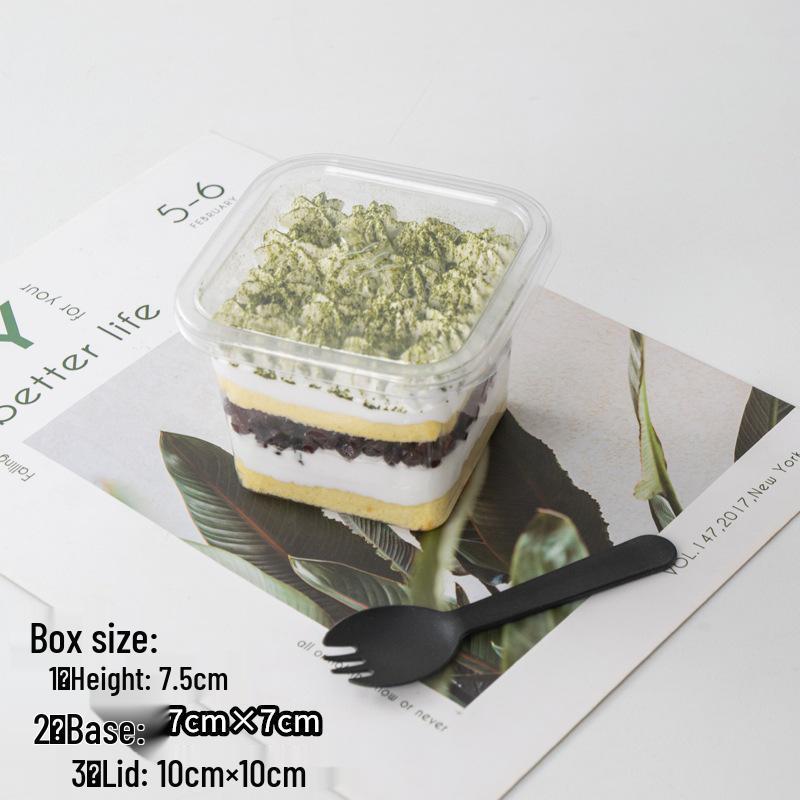 Square Mousse Soy Milk Cake Box: Wooden Cup Packaging for Tiramisu and Dessert Baking