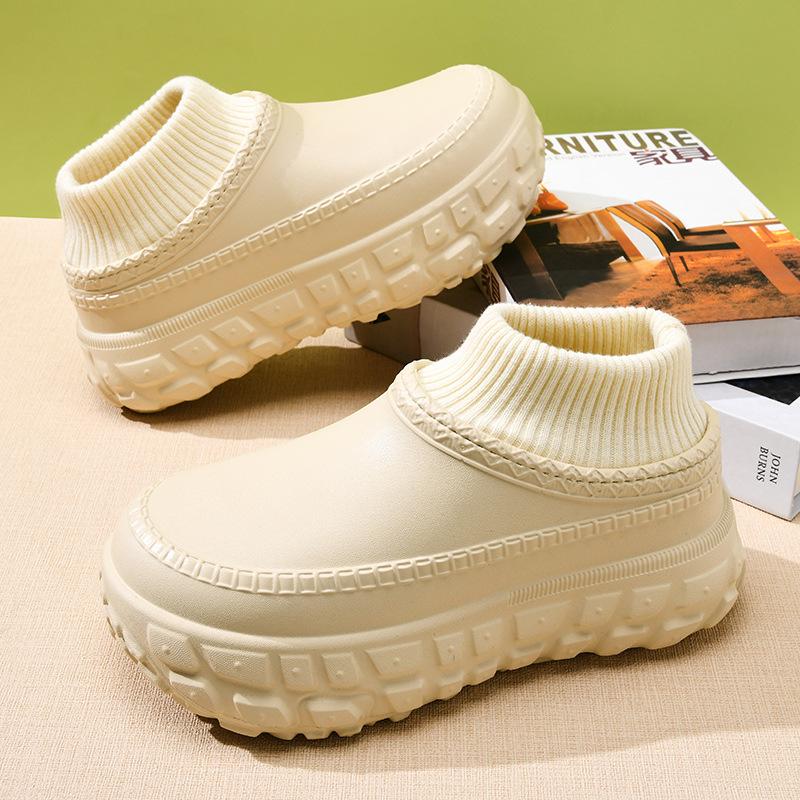 Tire sole fluffy cotton slippers women's bags and autumn and winter new non-slip velvet warm and heightening cotton shoes