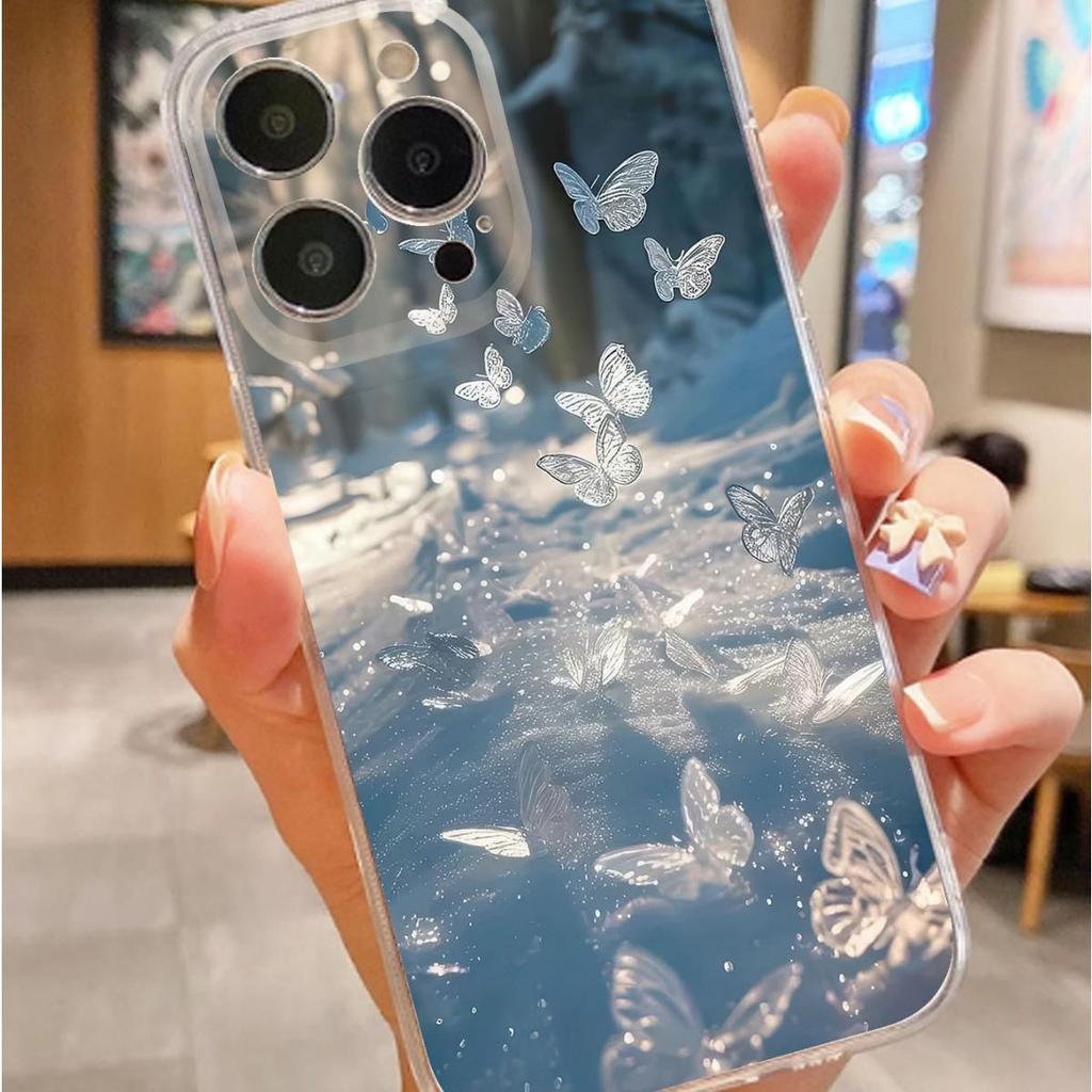 Water Butterfly Transparent Anti-drop Case for iPhone 14/15/16/17 Pro Max