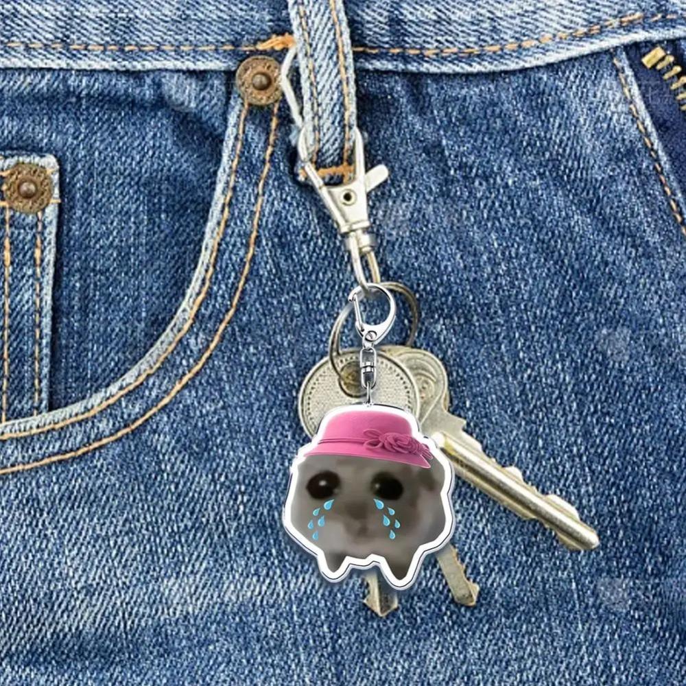 I'm Just a Girl Sad Hamster Key Chain Acrylic Sad Hamster Keyring Fans