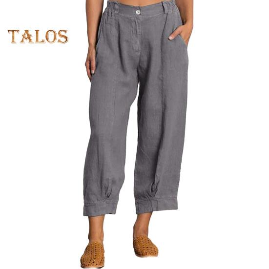 

Женские повседневные брюки с косыми карманами, эластичный пояс, широкие штанины, однотонные брюки для отдыха, путешествий, работы, повседневной одежды M серый