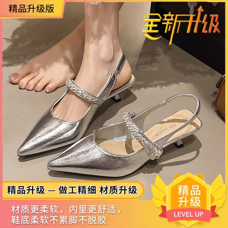 High heels stiletto medium heel bag head sandals women's 2025 new summer fairy style with skirt Mary Jane single shoes