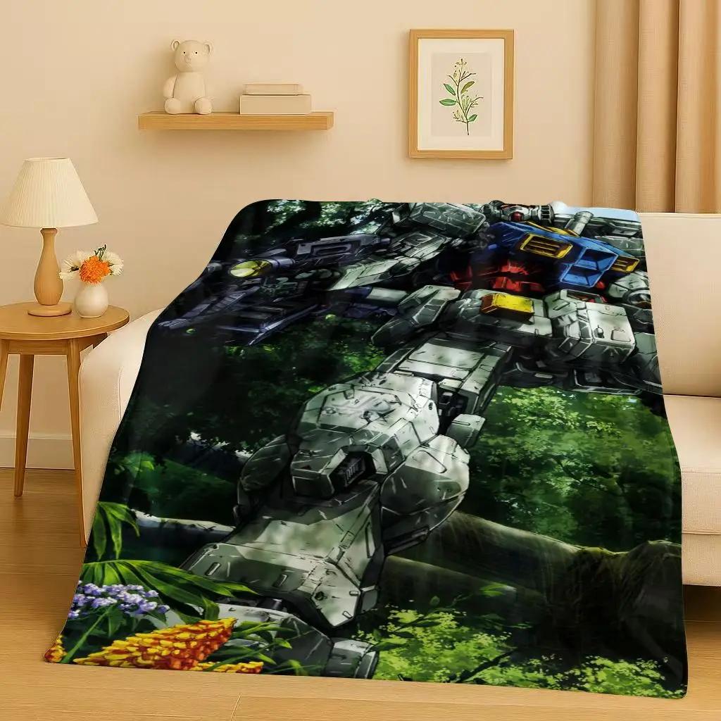 3D Gundam Cartoon Robot Christmas Gift Flannel Blanket,Ultra Soft Warm Plush Throw for Home Bedroom Bed Sofa Cover Office