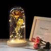 The  Gold-plated Red Rose with LED Light In Glass Dome for Wedding Party Mother's Day Gift