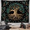 VIKAMA Tree of Life Black Gold Tapestry Blue-Green Gradient Esoteric Artwork Living Room & Bedroom Feature Wall Decoration