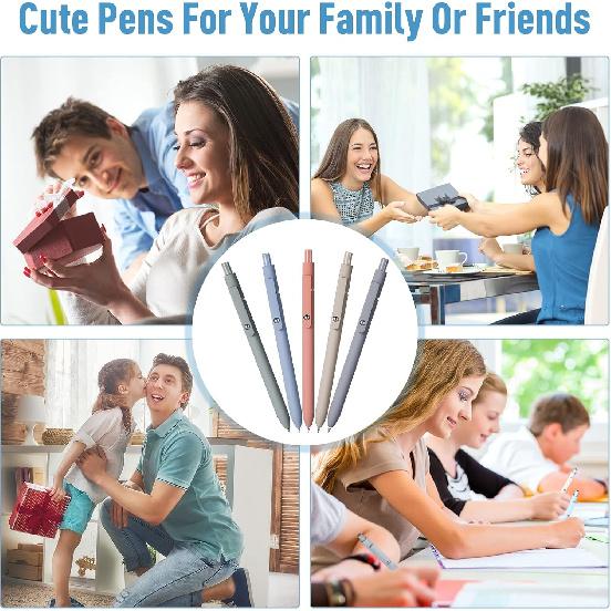 Thenshop Gel Ink Pen Retractable Ballpoint Pens with 0.5 mm Black Click Refill Smooth Writing Cute Quick Dry Fine Point Piloting Aesthetic(20