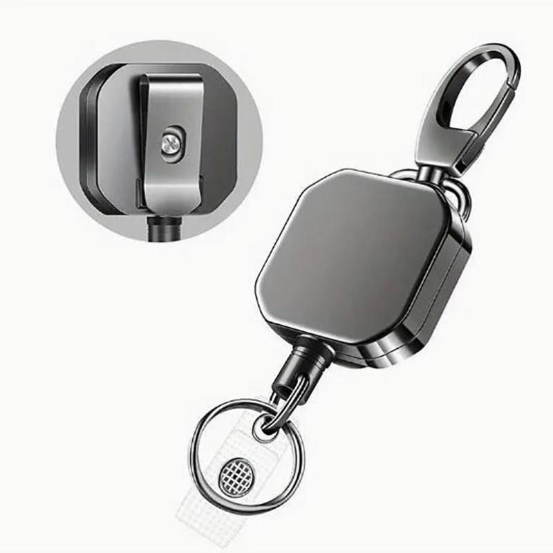Retractable Keychain Badge Reel Holders Metal Heavy Duty With Carabiner Belt Clip And Key Ring For ID Card Name Holder