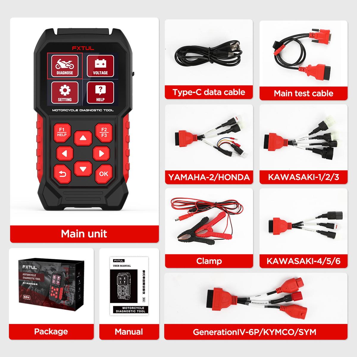

FXTUL M4 Мотоцикл Диагностический Инструмент Азия OBD2 Очистить Коды Неисправностей Сканер Поддержка Двигатель ABS Системы Для Yamaha HONDA Kawasaki SYM