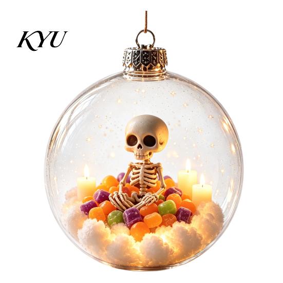 Gift for Halloween Party Glowing Sphere, Lighted Clear Ball Ornament, Cute Witch Hanging Decoration Cat, LED Indoor Mantel Decor Holiday
