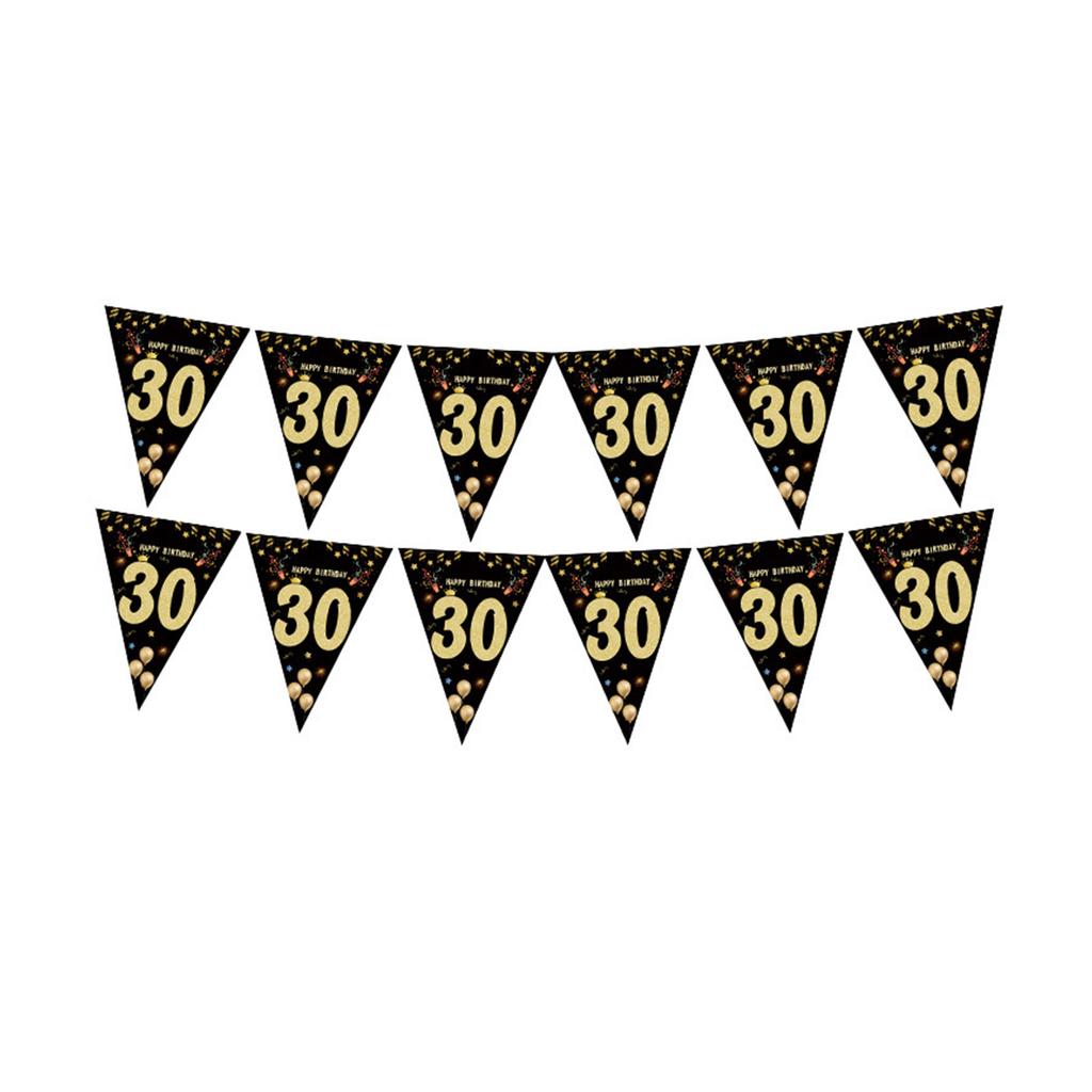 Black Gold Bunting Birthday Party Triangle Pennant Decoration Photography Props for Adult Teen Birthday Party Decoration
