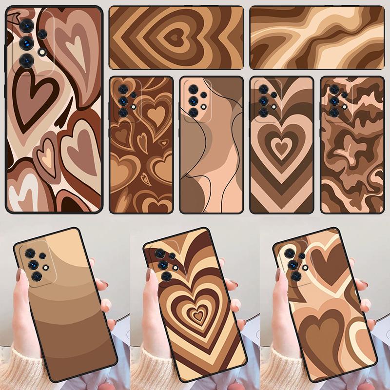 Latte Love Brown Heart Aesthetic phone case For Samsung Galaxy A42 A31 A40 A51 A71 A32 A80 A91 A52 A72 A20e A21S A50 A70 A11 A12