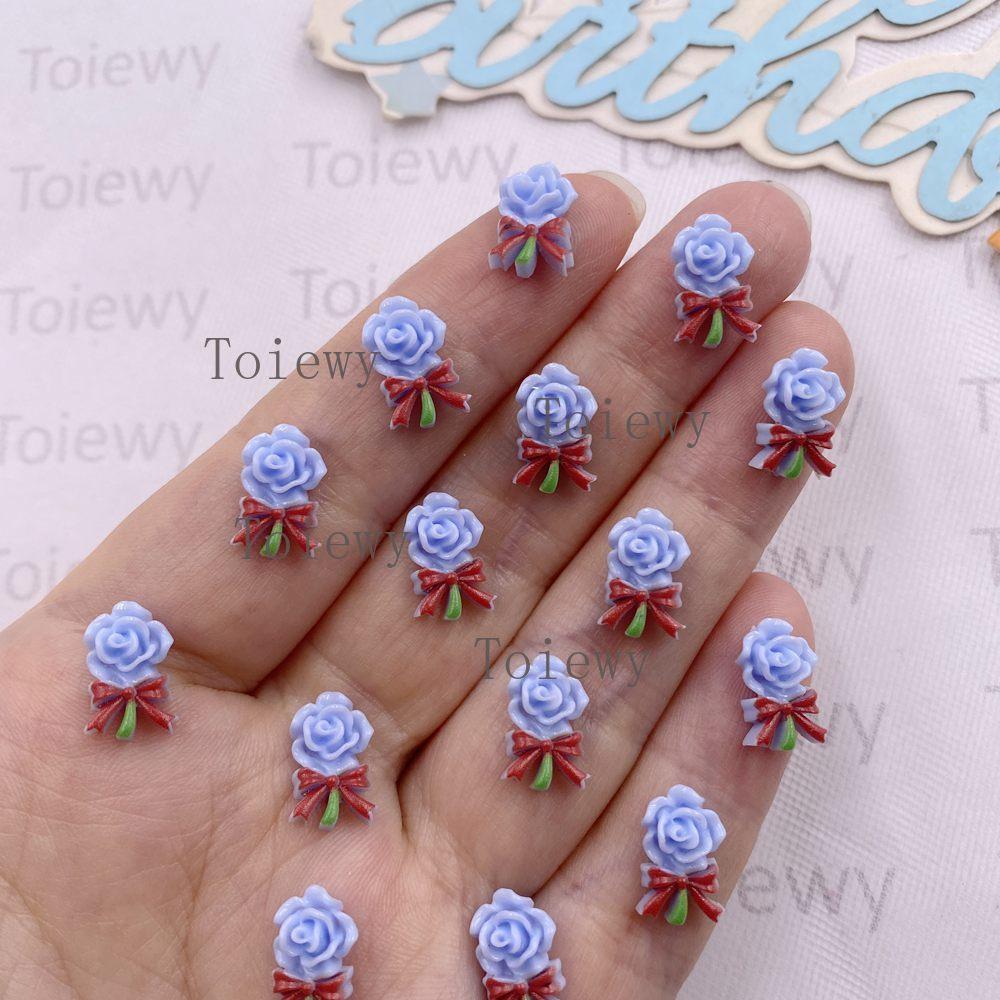 

50pcs Resin Mini Colorful A Rose Fla tback Stone Flower Figurines Nail Art DIY Wedding Scrapbooks Jewelry Crafts Accessories