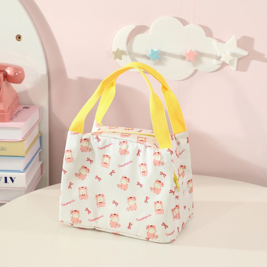 Portable Bento Bag With Insulation For Girls Featuring Kuromi And Melody Printed Oxford Cloth For School And Work