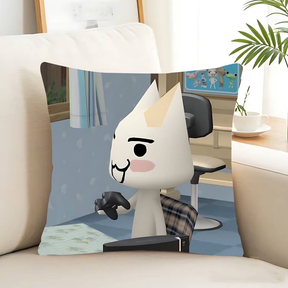 Kawaii T-Toro Inoue Cat Pillow Case Removable Washable Cushion Cover – All-Season Soft Linen