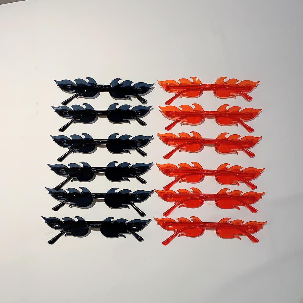 12 Pairs Per Set Flame Shaped Sunglasses New Fashion Rimless Candy Color Party Shades Trendy Design Colorful Sun Glasses