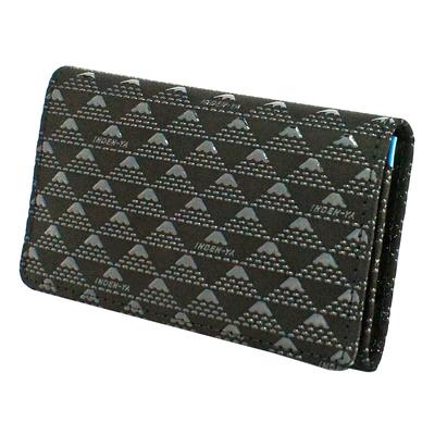 Inden Business Card Holder Large Capacity Deerskin Takane Fuji Pattern Black Background X Black Lacquer Mt. 2804-01