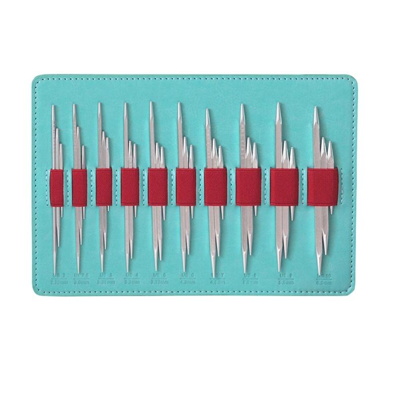 10Pairs Aluminum Knitting Needle 2.75-6.0mm Interchangeable Circular Knitting Needle Set with PU Binder for Crocheting
