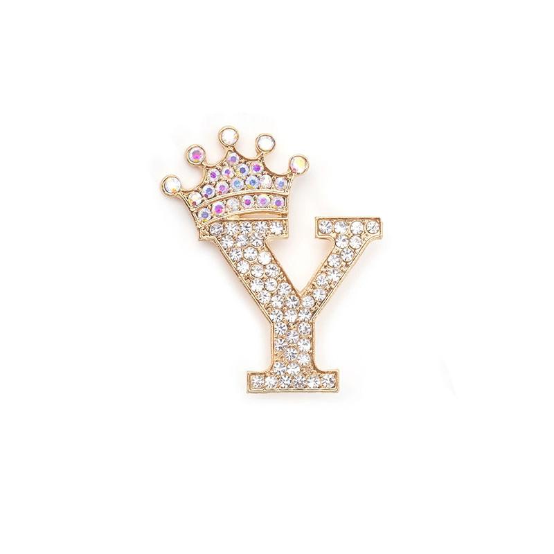 1 Pièce Broches pour Femmes & Hommes Broche Initiale Épingle de Col Strass Cristal Mode A-Z Ton Doré Épingle Corsage