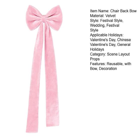 Chair Sash Bow Reusable Chair Back Velvet Bow Universal Wedding Events Banquet Anniversary Bridal Banquet Party Dining Chair Cover Decoration