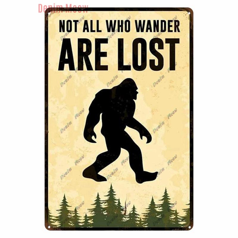Vintage Bigfoot Crossing Metal Wall Decor, Warning Bigfoot Area, Tin Signs, Retro Decorative Stickers, Home Decor,  WY288