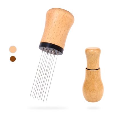 Woouch WDT Tool Espresso-Ausgabewerkzeug, 10-Nadel-Espresso-Kaffeerührer, Griff aus Naturholz mit Ständer (Eschenholz)