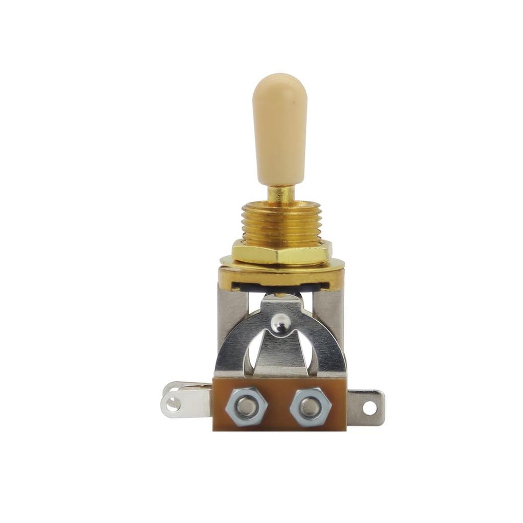 FLEOR 3 Way Guitar Toggle Switch Pickup Selector Golden Metal with Cream Plastic Tip