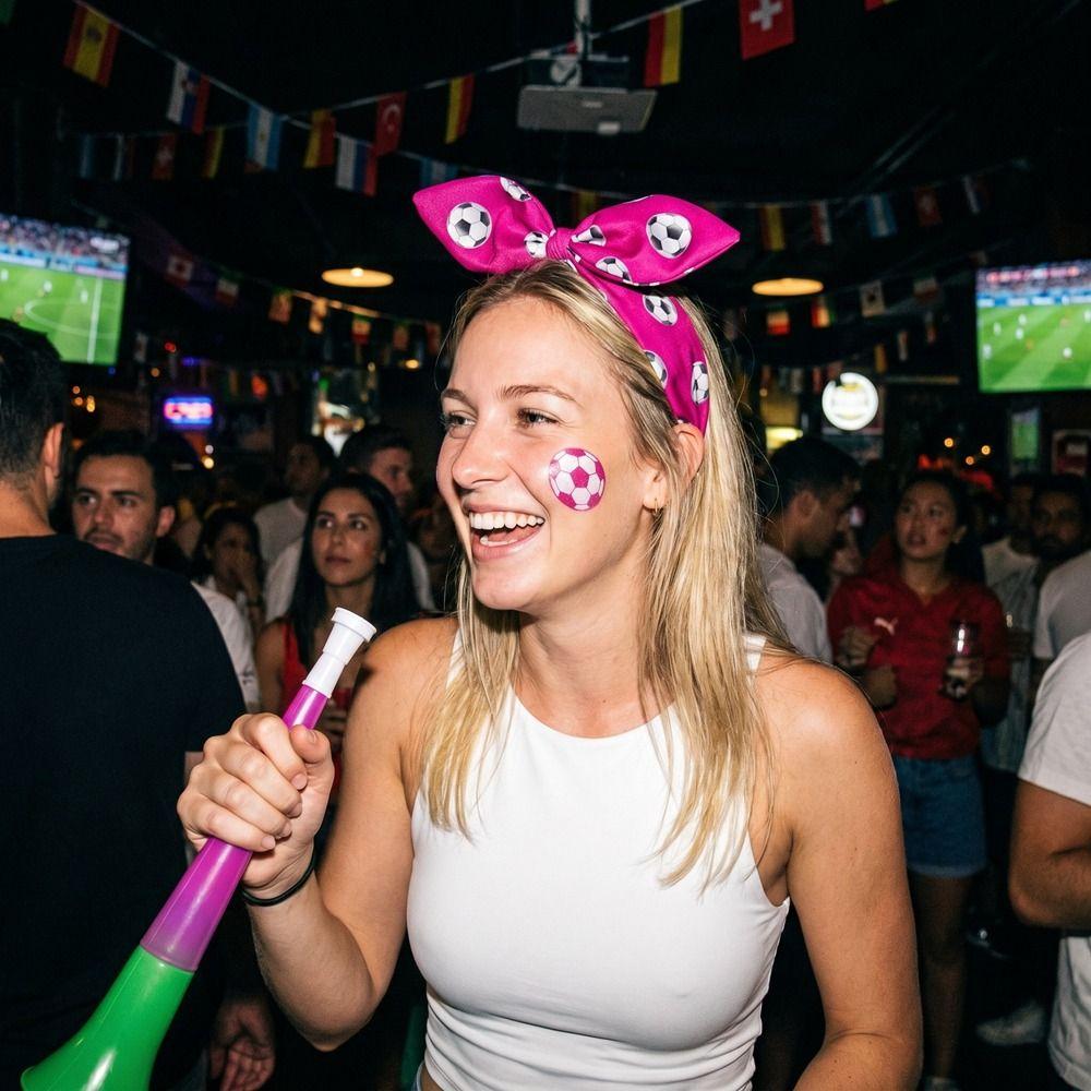 Cute Football Headband Bow Soccer Print Fan Cheering Hair Hoop Rabbit Ear Charming Design Soccer Fan Hair Band Sporting Events