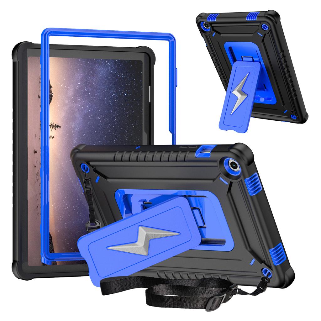 For Samsung Galaxy Tab A9+ Case Kickstand PC + Silicone Tablet Cover with Shoulder Strap