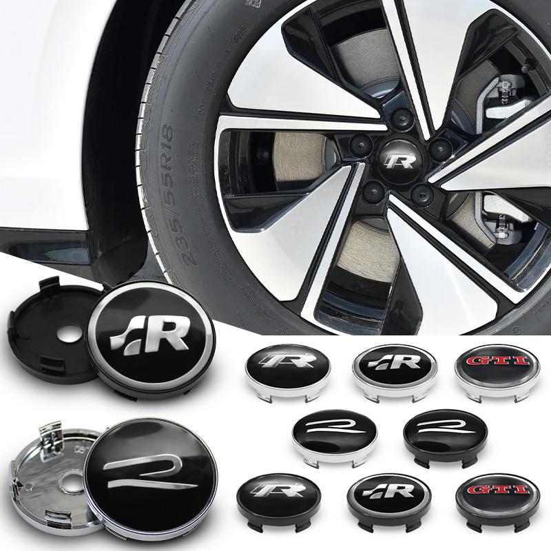 VW 4Pcs 60mm Car Wheel Center Hub Tyre Caps 56mm Rim Cover Sticker Badge Emblem For VW Passat CC Lamando Touran Touareg Tiguan Golf