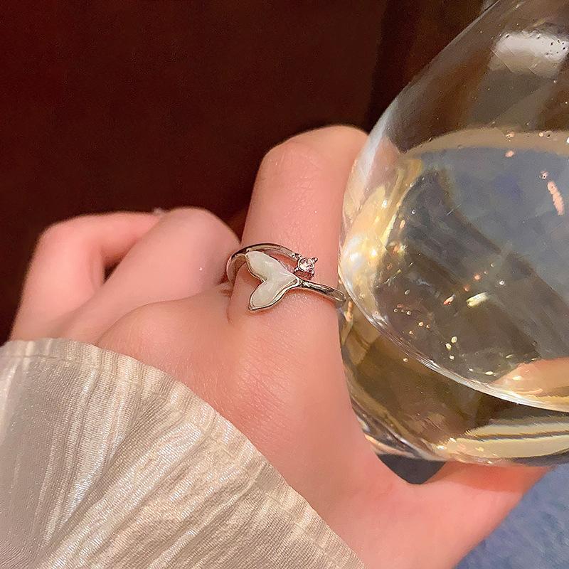 Женское кольцо-кольцо с хвостом русалки, блестящее, с бриллиантами, легкая роскошь, нишевое, открытое, новое, персонализированные украшения opening adjustable