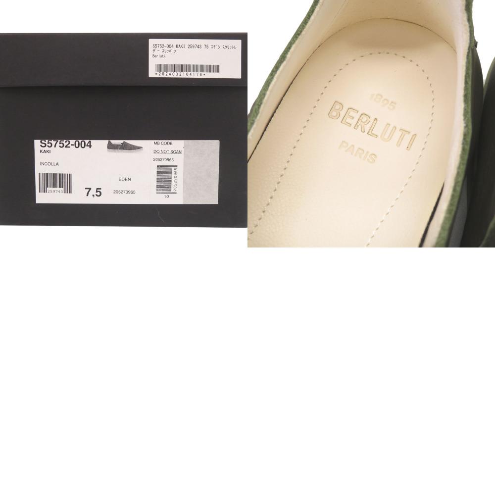 Used AUTHENTIC BERLUTI Slip-on Eden Calligraphy khaki Leather