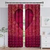 2pcs Love Heart Flower Happy Valentine's Day Window CurtainS for Bedroom Kitchen Living Room Study Window Treatment Home Decor