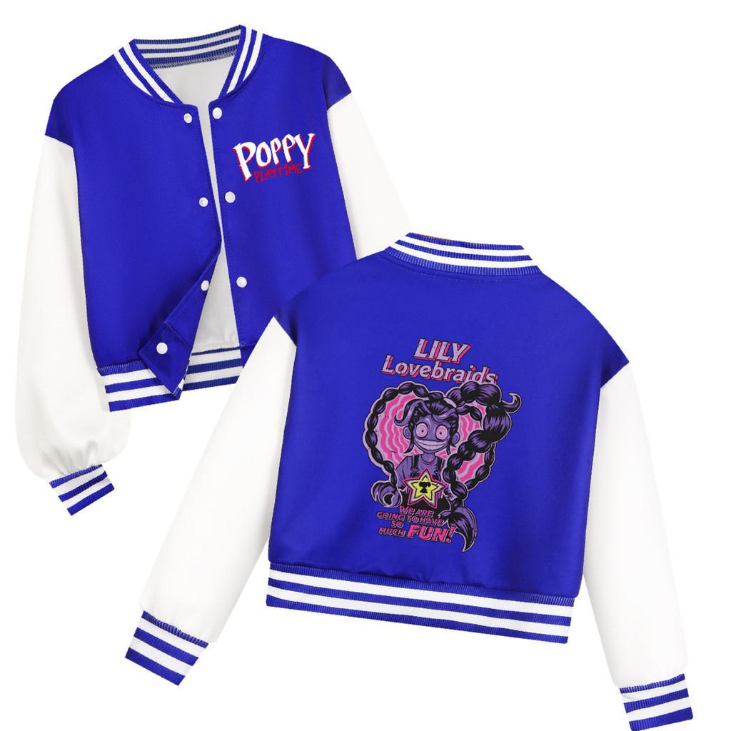 

5581 Kids Girls Bobi Time Lily Printed Casual Long Sleeves Baseball Jacket Coat 110cm синий